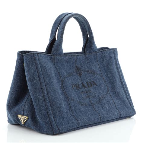 prada canapa denim tote.